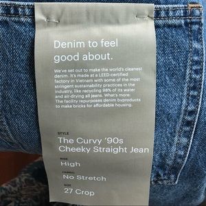 Everlane Curvy 90s Cheeky Straight Jeans 27 crop